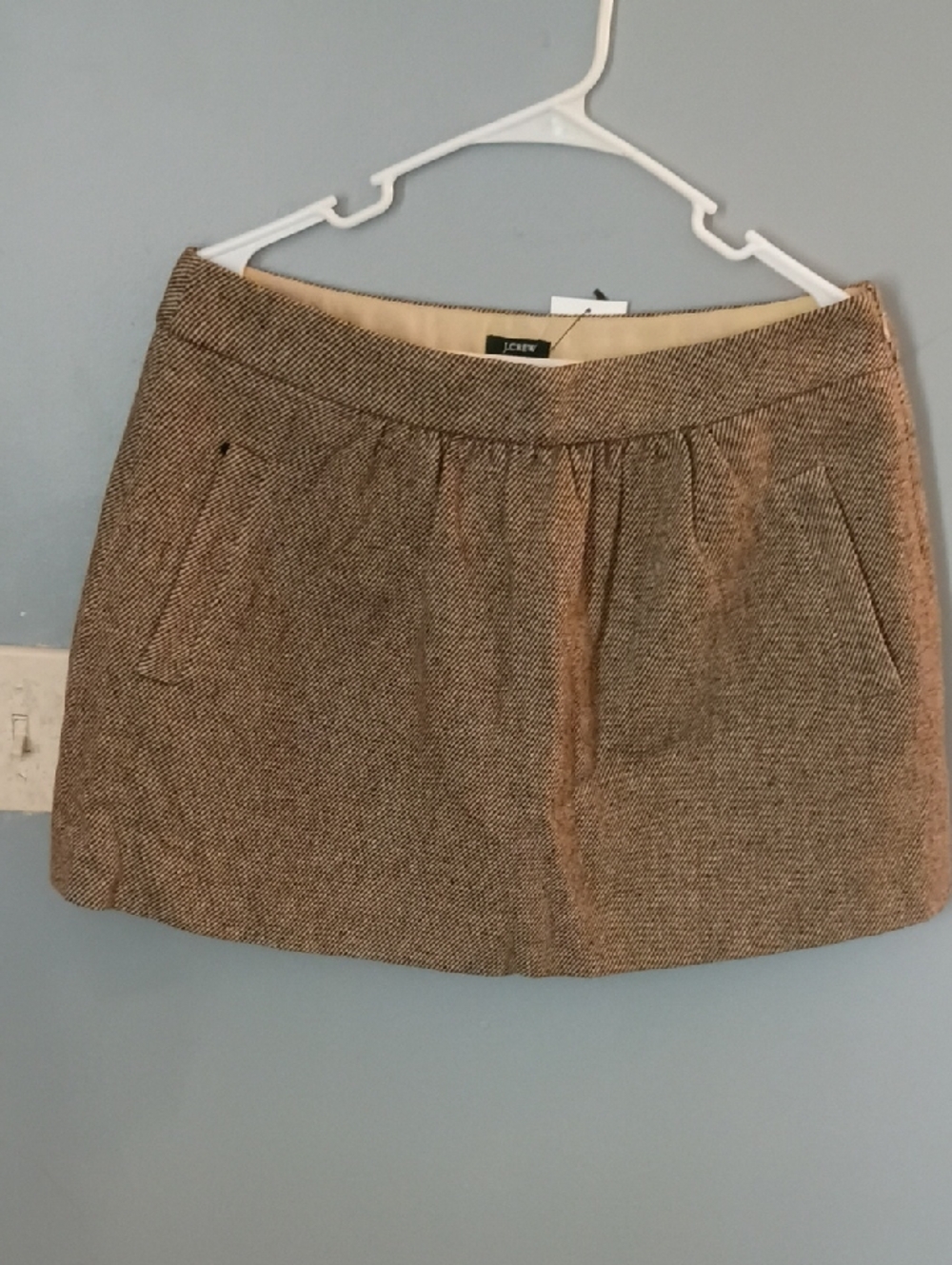 J. Crew Beige Tweed Skirt with Black Label